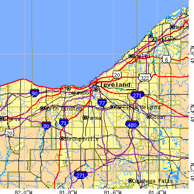 Cuyahoga County close-up map