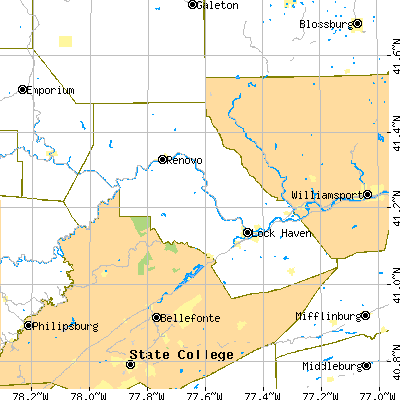Clinton County close-up map