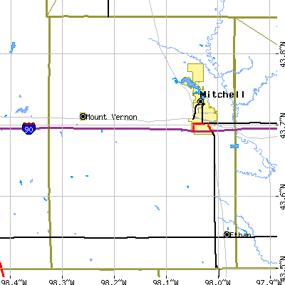 Davison County close-up map