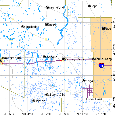 Barnes County close-up map
