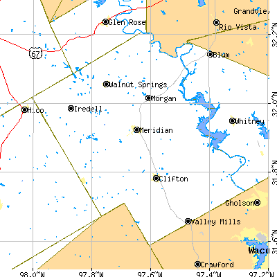 Bosque County close-up map