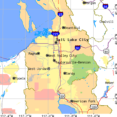 Salt Lake County close-up map