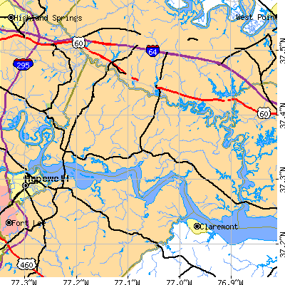 Charles City County close-up map