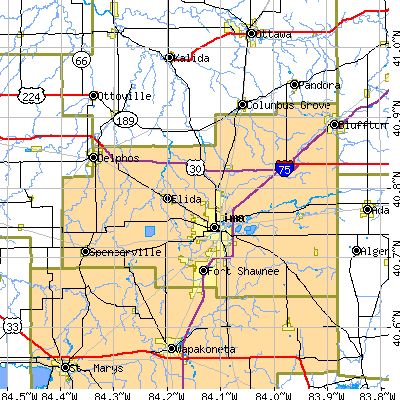 Allen County close-up map
