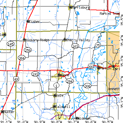 Cross County close-up map