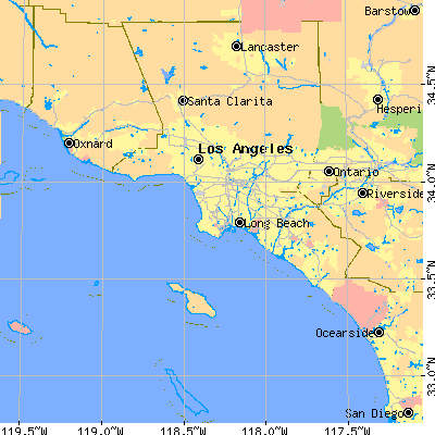 Los Angeles County close-up map