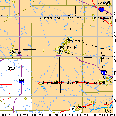 DeKalb County close-up map