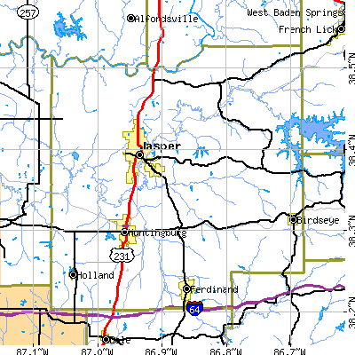 Dubois County close-up map