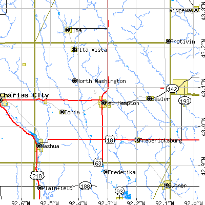 Chickasaw County close-up map