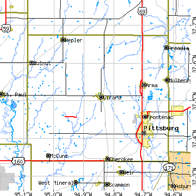 Crawford County close-up map