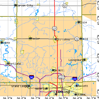 Clinton County close-up map
