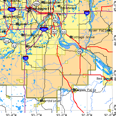 Dakota County close-up map