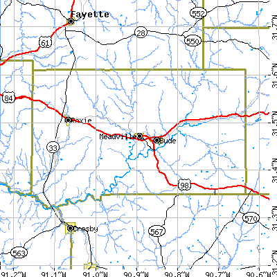 Franklin County close-up map