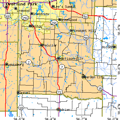 Cass County close-up map