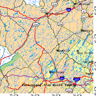 Sussex County close-up map