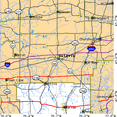 Genesee County close-up map