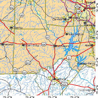 Chatham County close-up map