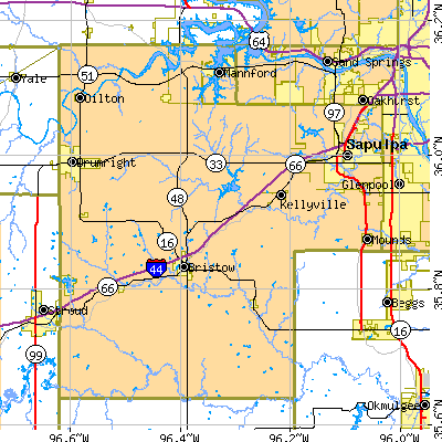 Creek County close-up map