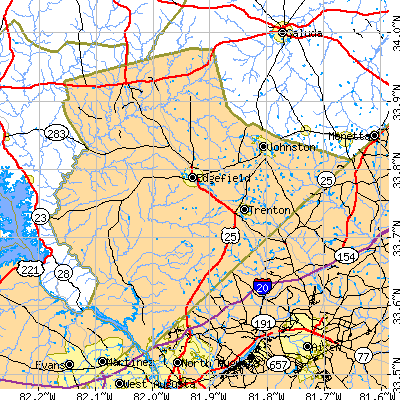 Edgefield County close-up map