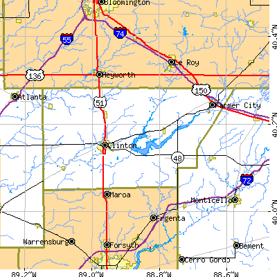 De Witt County close-up map