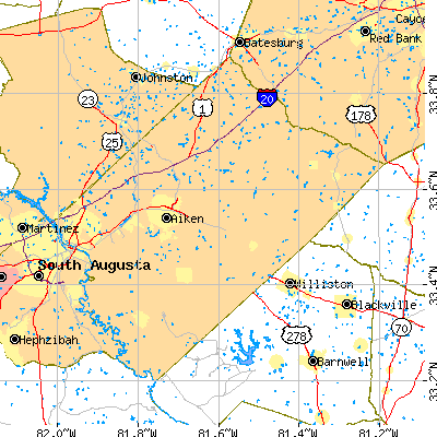 Aiken County close-up map