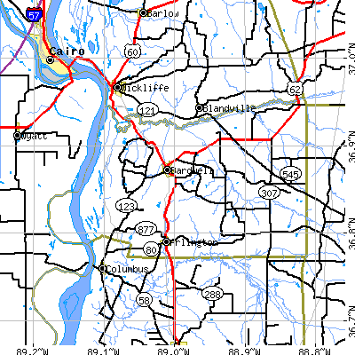 Carlisle County close-up map