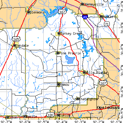 Evangeline Parish close-up map