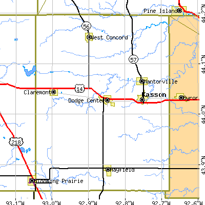 Dodge County close-up map