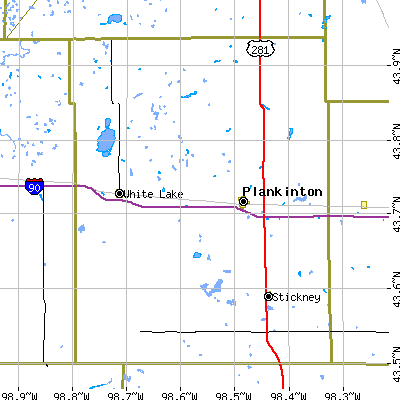 Aurora County close-up map