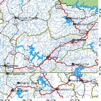 Cherokee County close-up map