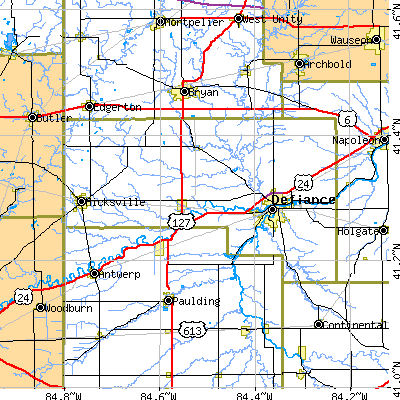 Defiance County close-up map