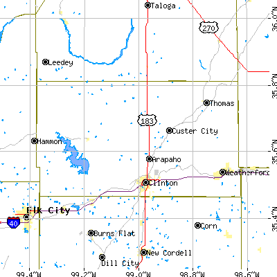 Custer County close-up map