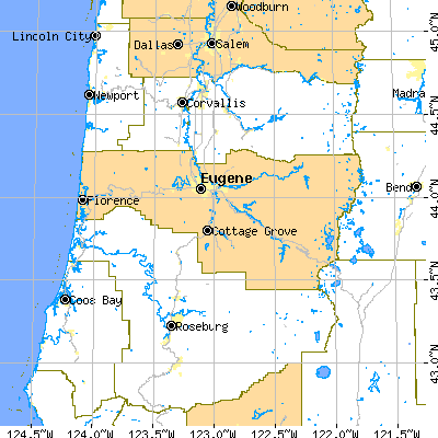 Lane County close-up map