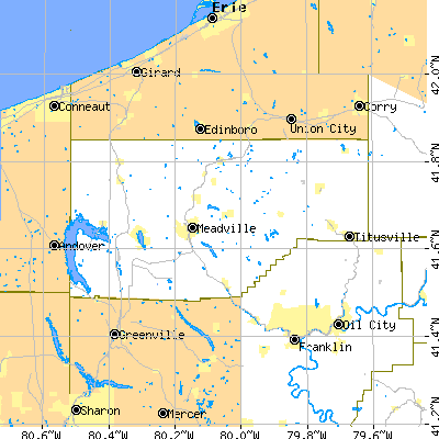 Crawford County close-up map