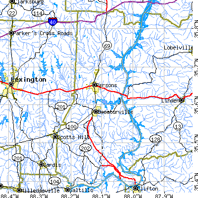 Decatur County close-up map