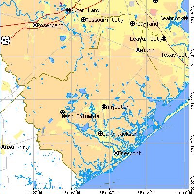 Brazoria County close-up map