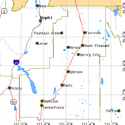 Sanpete County close-up map