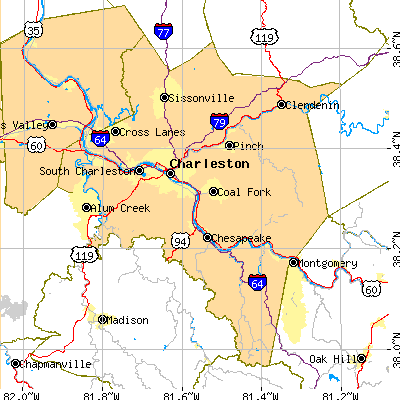 Kanawha County close-up map
