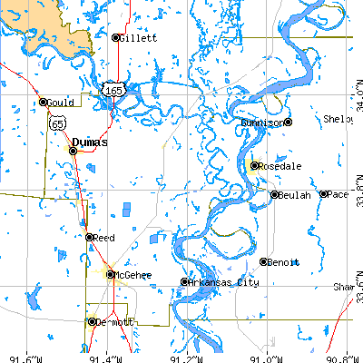 Desha County close-up map