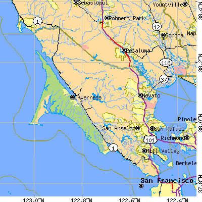 Marin County close-up map