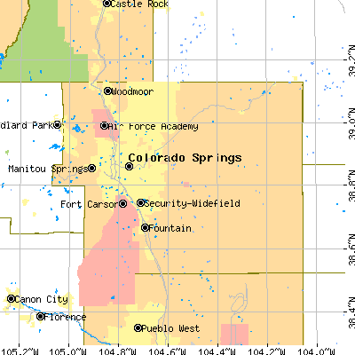 El Paso County close-up map
