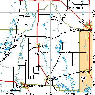 Gilchrist County close-up map