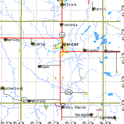 Clay County close-up map
