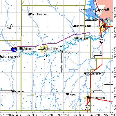Dickinson County close-up map