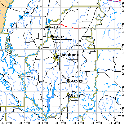 Franklin Parish close-up map