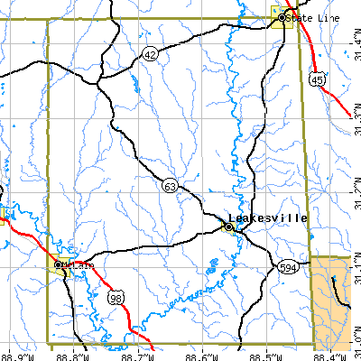 Greene County close-up map