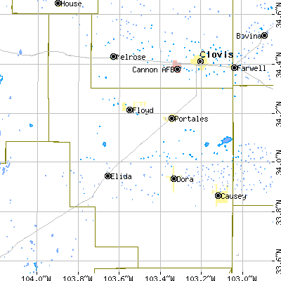 Roosevelt County close-up map