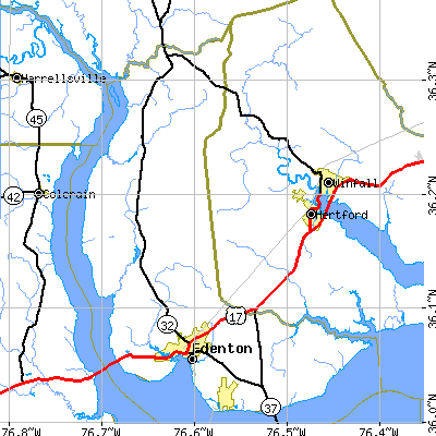 Chowan County close-up map