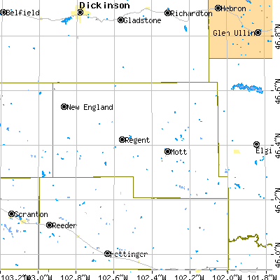 Hettinger County close-up map