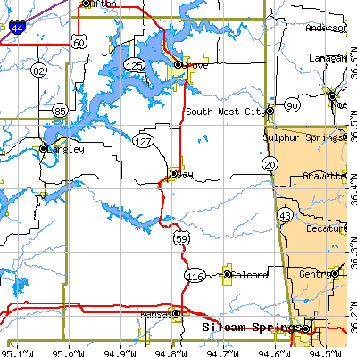 Delaware County close-up map